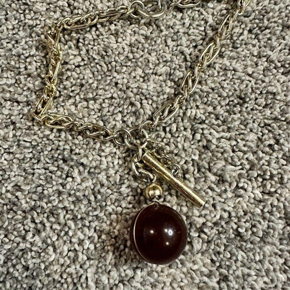 Funky Fun Vintage Mid Century Amber Bakelite Ball Charm Bracelet - Picture 1 of 4